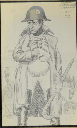 Hinko Smrekar's self-caricature as Napoleon (from Fran Vesel's photo collection, DLib, National and University Library Ljubljana)