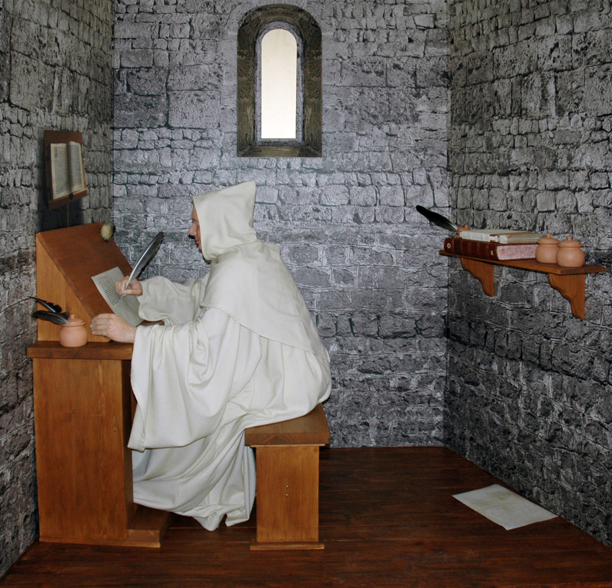 Museum of Christianity in Slovenia 2008 medieval scribe Photo Tadej Trnovsek.jpg