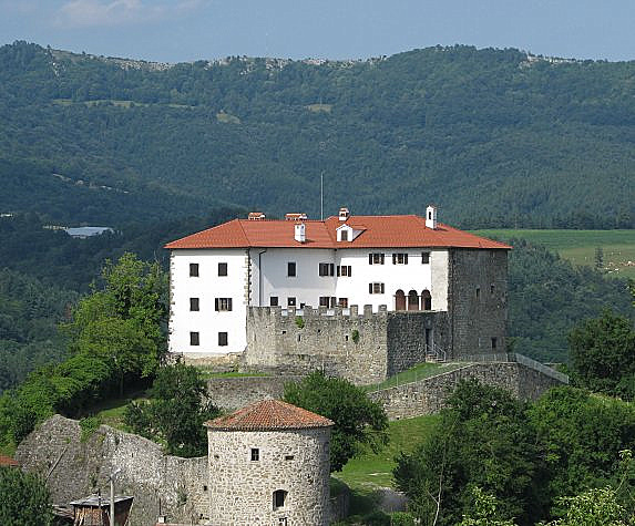 Prem Castle, built before 1213 with with exterior Renaissance walls and towers, Koper Regional Museum