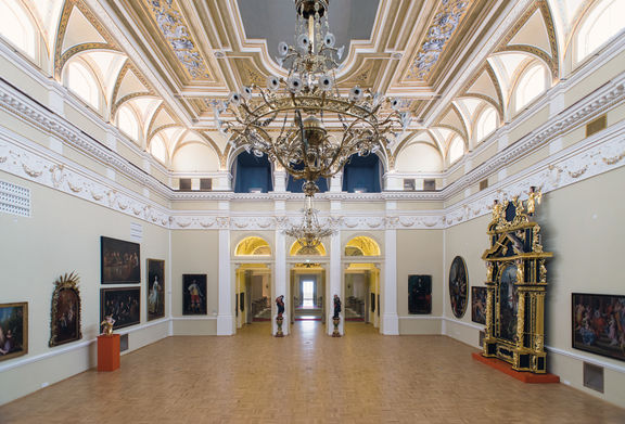 The 2016 set up of the permanent collection of the National Gallery of Slovenia in the grand hall.