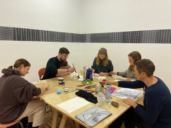Workshop at the exhibition, Pivka House of Culture.