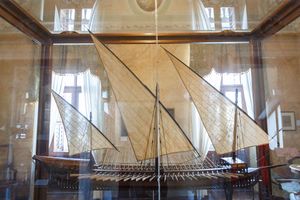 Ship model from the workshop of the Jesuit priest Gabriel Gruber exhibited at <!--LINK'" 0:84-->, 2020.