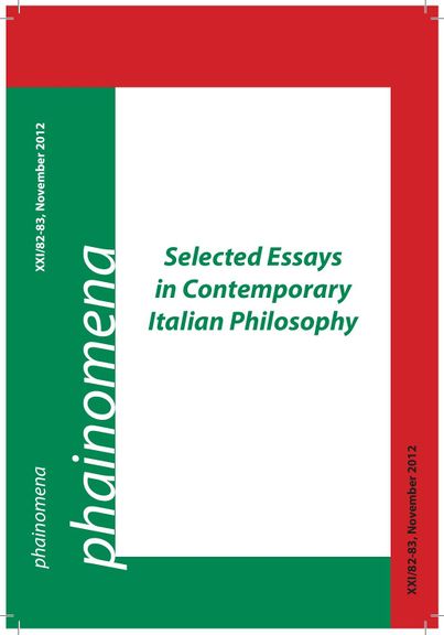 Cover of Phainomena, the preeminent journal for phenomenological and hermeneutic philosophy in Slovenia, 2012