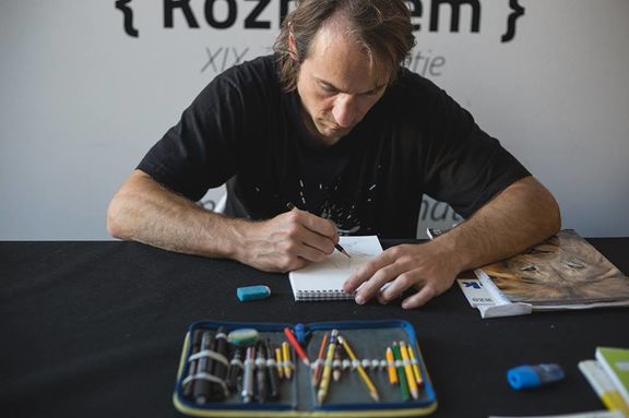 Denis P. Art, comic book artist at Tinta Festival, 2017.