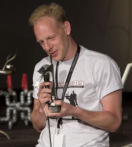 Joerg Buttgereit with Necro Cat award at the <!--LINK'" 0:305--> 2009