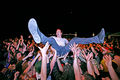 Billy Lunn's crowd surfing after the The Subways concert at the Rock Otočec 2011