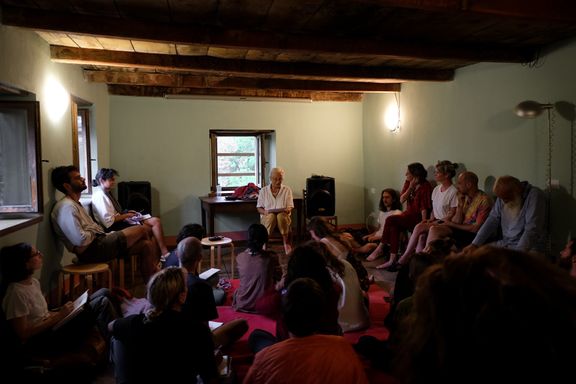 Summer school of the Academy of Margins, a collective learning experience in the village of Topolò (summer 2022). Lecture of the artist Marjetica Potrč about nature’s rights.