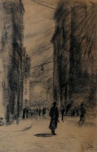<!--LINK'" 0:62-->'s <i>Old Prague</i>, charcoal drawing, 1920. Fine art collection <!--LINK'" 0:63-->