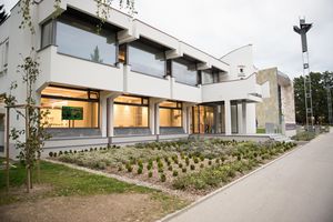 A modernist building of the Velenje Regional Gallery, designed in 1971 by <!--LINK'" 0:99-->, thoroughly renovated in 2015