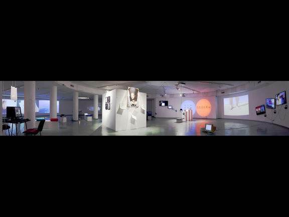 A panorama of an exhibition/installation at the curiously rounded Nova Gorica City Gallery, 2014