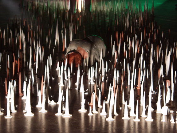 Mindful of solitude, an installation with a performance conceived by Majda Gregorič Trost. Produced by Muzeum Institute at Muzeum of Modern Art, 2003