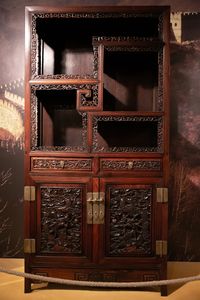 An exquisite Chinese wooden cabinet, one of the artifacts exhibited at the <!--LINK'" 0:233--> in the Skušek Collection, the largest collection of Chinese objects in Slovenia.