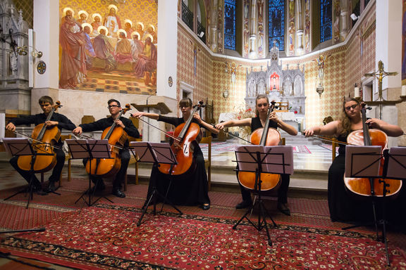Cello Attacca! is a group of young cellists, joined and led by their professor Karmen Pečar Koritnik. They closed the 2016 edition of Bled Festival with a concert at St. Martin's Church, Bled.