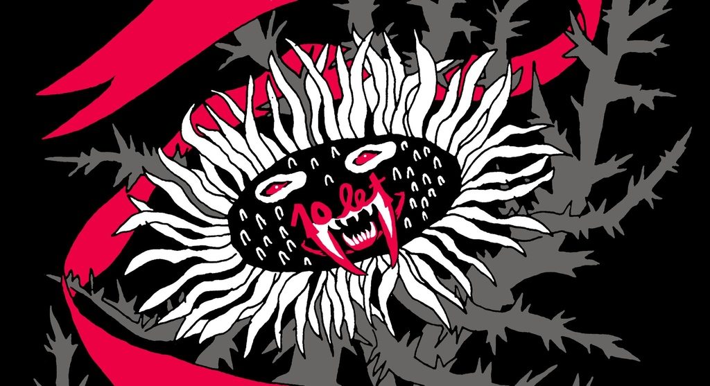 International Feminist and Queer Festival Red Dawns 2023 Anti-award Barbed Flower 10 year anniversary poster.jpeg