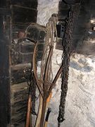 Farm tools remain in the basement of Kavčnik Homestead, all of the farm has been preserved in working order except regrettably the granary building which was earlier lost