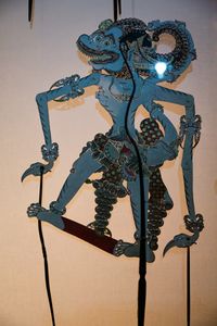 A shadow puppet featured in the permanent exhibition <i>Between Nature and Culture</i>, <!--LINK'" 0:84-->.