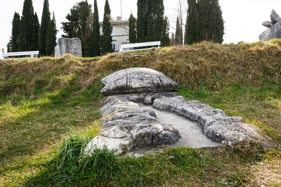 Adriatic Dreams by Emir Krajišnik, made in 2001 for the Forma Viva Open Air Stone Sculpture Collection, Portorož.