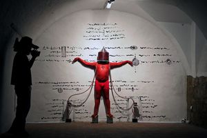 Bioalloy, a body art performance by Gary Cass & Chandrasekaran, performed at the <!--LINK'" 0:369-->, 2010