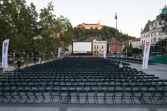 Open-air cinema at Congress Square, modelled after the âgrandâ open-air cinemas on Bolognaâs and Locarnoâs Piazzas, 2018.