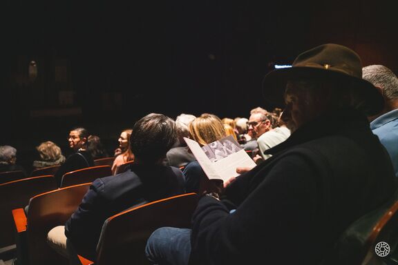 The audience before the performance on the main stage of Ljubljana City Theatre (as part of the 2026 RUTA Festival).