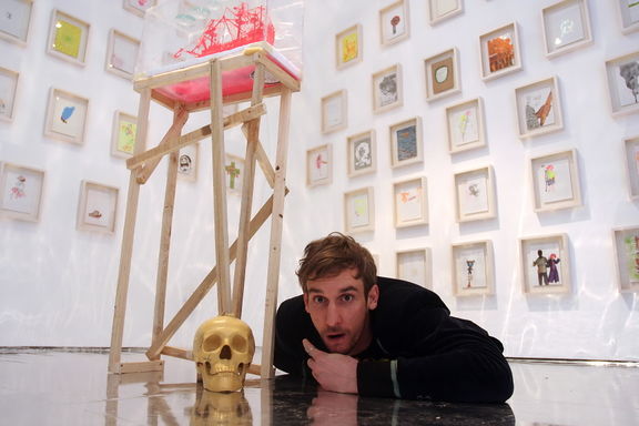 Jaša at his exhibition In Good We Trust, Ganes Pratt Gallery, 2008