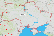 Online version (printscreen) of interactive Culture from Slovenia World Map, featuring events in Ukraine up to October 2018. Culture from Slovenia Worldwide Events collected 2010–2018 by Ljudmila Art and Science Laboratory for the Culture.si database of events worldwide.