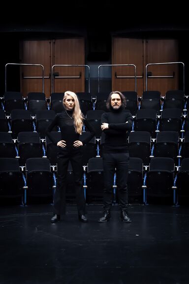 The founder of Glasbarium Institute Vasko Atanasovski with the Institute's member Magdalena Germek.