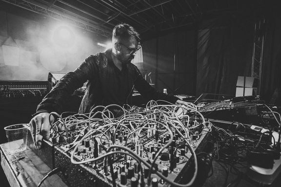 Serbian sound artist Jan Nemečk doing his thing at UD Festival, 2016