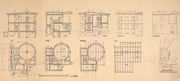 Architectural design of the cylindrical extension of Plečnik House, Karunova street 4, Ljubljana, 1923