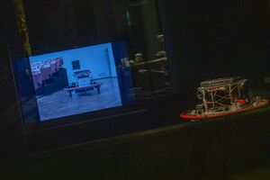 <!--LINK'" 0:16-->: <i>Smartist – mobile robot</i>, MFRU 2023. Author: Mitja Lorenčič