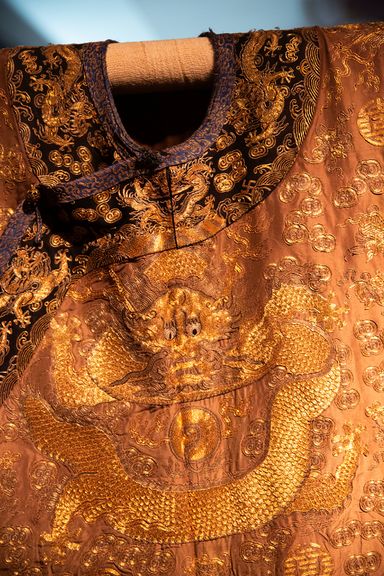Detail of the Emperor's Dragon Robe, 19th century, Qing dynasty, from the Skušek Collection, Slovene Ethnographic Museum.
