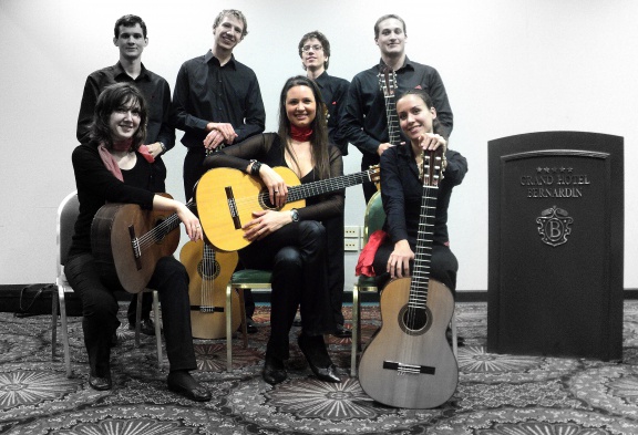 Ljudmil Rus Guitar Orchestra was established in 1963 under the leadership of guitarist and composer Ljudmil Rus (b. 1933). Group portrait after a performance in Portorož, 2010