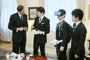 Invited by the <!--LINK'" 0:406-->, a group of Japanese artists studying <i>Empowerment informatics</i> at the University of Tsukuba meet with <!--LINK'" 0:407-->, the president of Slovenia, 2015