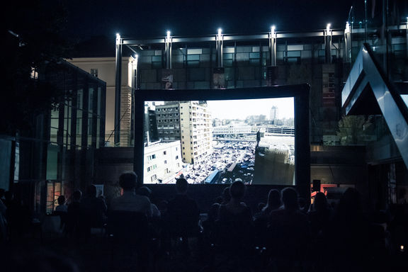 A FeKK Ljubljana Short Film Festival screening at the so-called Museum Quarter sqaure, 2016