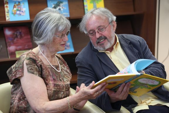 Polonca Kovač and Matjaž Schmidt, each awarded the Levstik Award for lifetime achievement in children's literature by Mladinska knjiga Publishing House, 2009