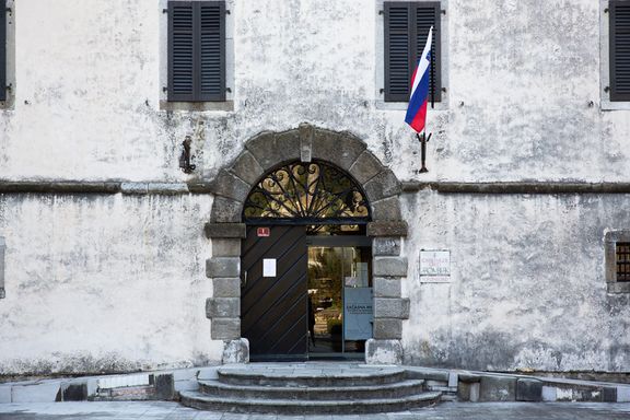 The front door of the 13th-century fortress, now accommodating the Goriška Museum with its rich collection of paintings, cultural and historical artefacts, and rooms for occasional exhibitions and symposia.