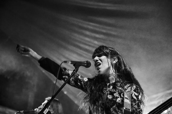 Jelena Rusjan (Borghesia) performing at Rdeča ostriga Club, In Memoriam Prof. Peter Hafner Festival, 2016.