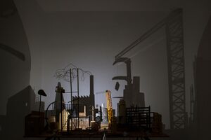 Light installation <i>City – Sketch</i> by artists Andrej Štular and Janez Grošelj at <!--LINK'" 0:33--> in 2022, Ljubljana. Author: DK