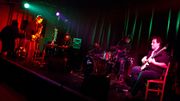 Lolita performing at Klub Gromka, Primoz Simončič - saxophone, Iztok Vidmar - electric guitar, bass guitar, Neža Naglič - keyboards, Uros Srpčič - drums. Metelkova mesto Autonomous Cultural Zone, 2011