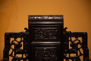 Detail of a 19th-century, Qing Dynasty wooden chair in the Skušek Collection, <!--LINK'" 0:87-->.