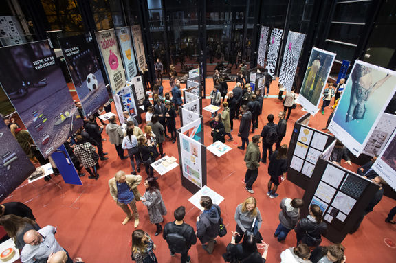 The main exhibition venue of the Biennial of Slovene Visual Communications is the atrium of the National Gallery of Slovenia, 2015