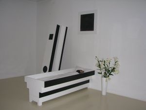 <i>Corpse of Art</i>, a mixed-media installation by <!--LINK'" 0:97--> at the exhibition <i>Other Peopleâs Problems: Conflicts and Paradoxes</i> at Herzliya Museum of Contemporary Art, 2013