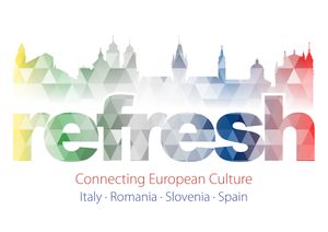 The logotype of the <i>REFRESH</i> cooperation project related to the <!--LINK'" 0:7-->, led by <!--LINK'" 0:8-->, supported by Creative Europe