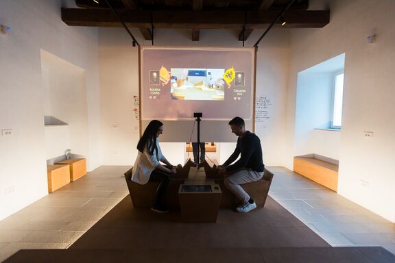 A game with knights (part of the exhibition Defenders of the Crown and Border at Črnomelj Castle).
