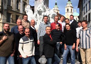 <!--LINK'" 0:113--> group portrait at the Robba fountain, Ljubljana, 2009