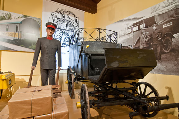 Postal carriage, part of the presentation of development of postal services from ancient times until the present at Museum of Post and Telecommunications