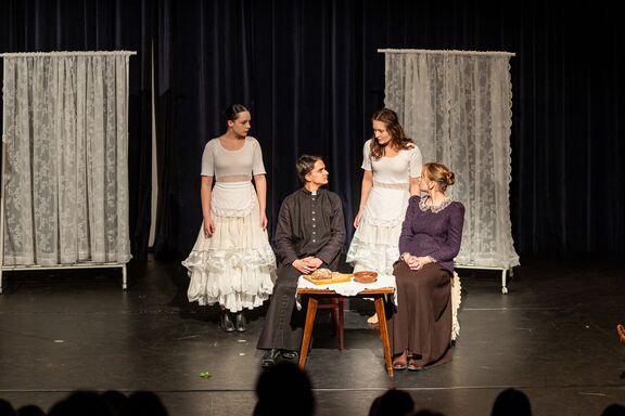 The performance "The Dead Man Comes for His Mistress" at the 2026 Transgenerations Festival of Youth Creativity.