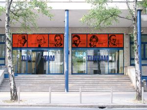 Campaign created for the <!--LINK'" 0:284--> by <!--LINK'" 0:285-->, an intervention in the faculties building includes images of philosophers, 2009