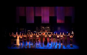Group bow at the end of the <i>Ionosphere 2</i> premiere, an interactive stage project by <!--LINK'" 0:201--> and <i>Aperion</i> music group, at the Stadthalle in Singen, Germany, 2009