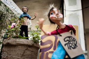 Puppets from a stop motion movie, used as decoration at one of the festival venues,  <!--LINK'" 0:255-->, 2014
